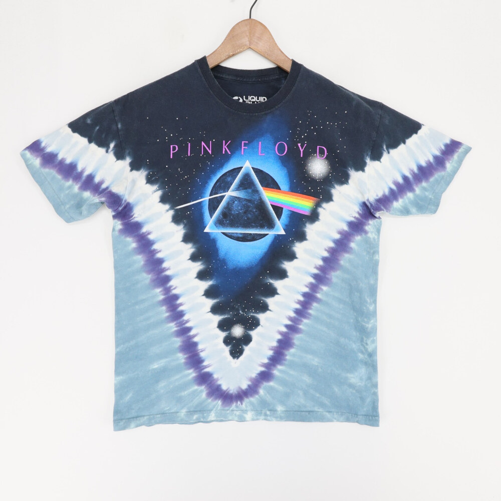 Pink Floyd T Shirt Mens L Blue Tie Dye Short Sleeve Double Sided Liquid Blue